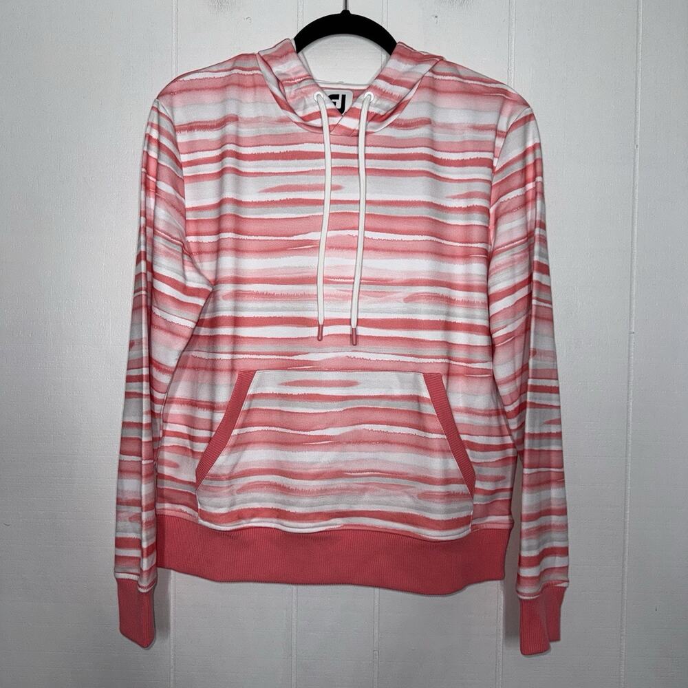 Footjoy Women’s Watercolor Pullover Golf Hoodie Bright Coral Size Medium